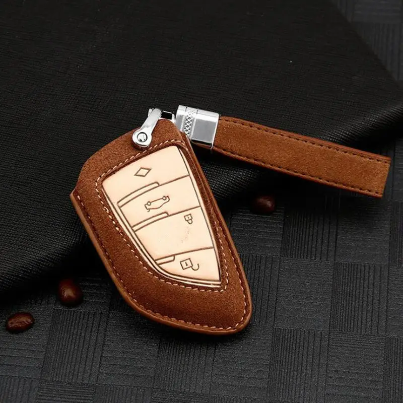 Роскошный автомобильный замшевый чехол для ключей из натуральной кожи