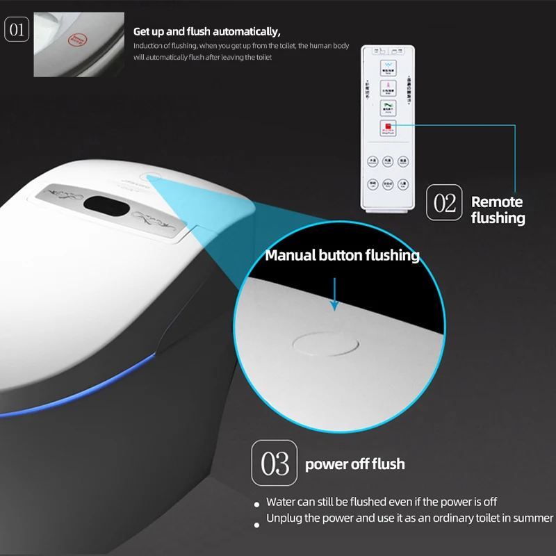 Умный Унитаз FOHEEL цельный удлиненный автоматический умный туалет с дистанционным