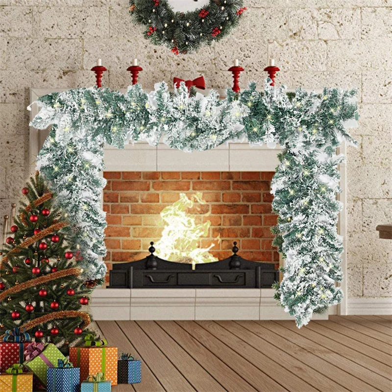 

Рождественская гирлянда из снега, 1,8 м, Реалистичный искусственный праздничный венок для помещений, улицы, каминов, лестниц, дверей, сада, дв...