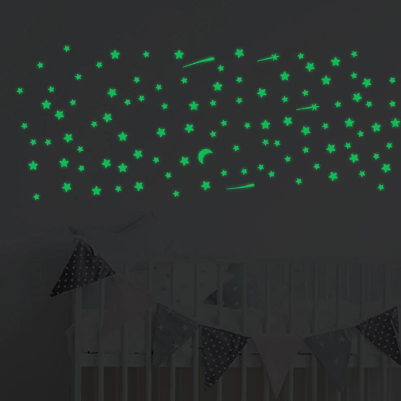 Светится в темноте наклейки на стену Круглый клейкий модель горошек со звездами
