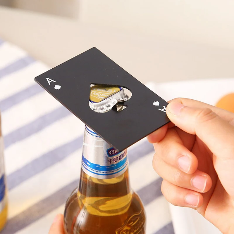 

Ace Of Spades Credit Card Shape Bottle Opener Personalized Playing Card Stainless Steel Beer Bottle Opener Bar Accessories