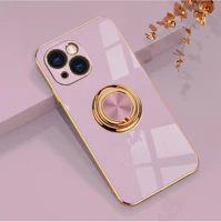 luxury plating stand ring cover case for iphone 13 12 11 pro max x xr xs mini 7 8 plus soft silicona magnetic phone shell funda