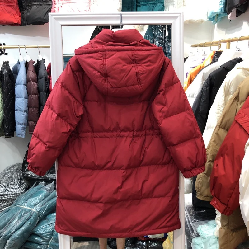 Fitaylor/зимняя женская куртка с капюшоном на 90% белом утином пуху теплое свободное