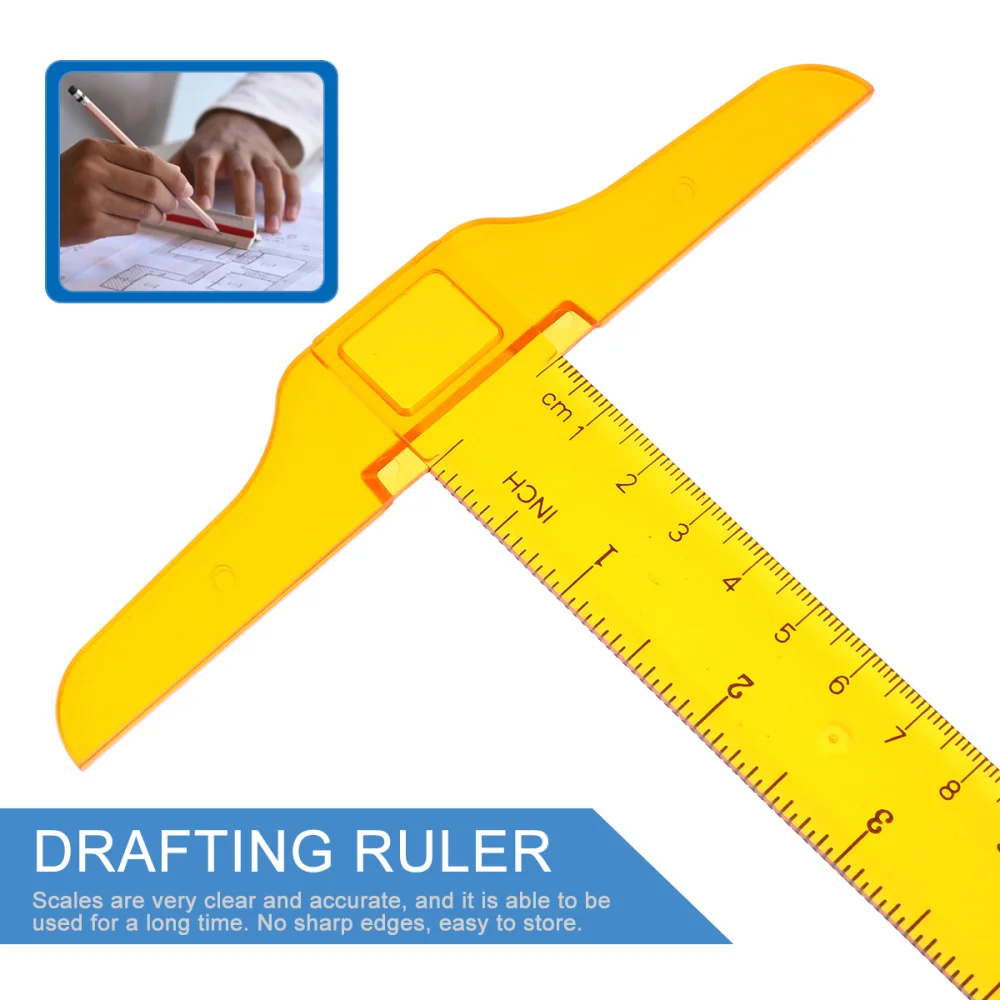 

2 Pcs Professional T Shape Ruler General Layout Ruler Clear Drafting Supplies