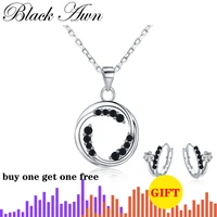 black awn classic silver color necklace for women round necklace pendants female bijoux fashion jewelry k031