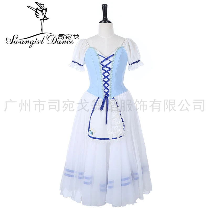 Women Blue Coppelia Professional Classical Ballet Giselle Tutu romantic tutus ballerina adult long tulle dress costume BT9330