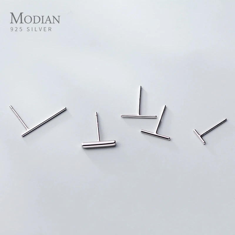 Modian простые геометрические шпильки серьги для женщин чистый 925