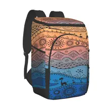 Protable Insulated Thermal Cooler Waterproof Lunch Bag African Ethno Tribal Picnic Camping Backpack Double Shoulder Wine Bag