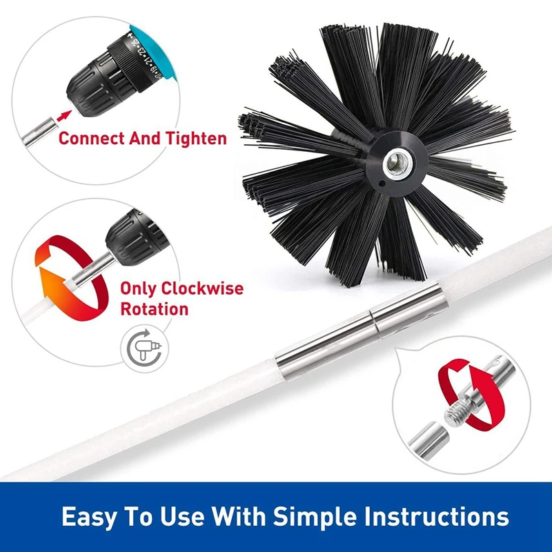 

Feet Dryer Vent Cleaning Brush, Extends Up to 720cm, Synthetic Brush Head, Use with or Without a Power Drill