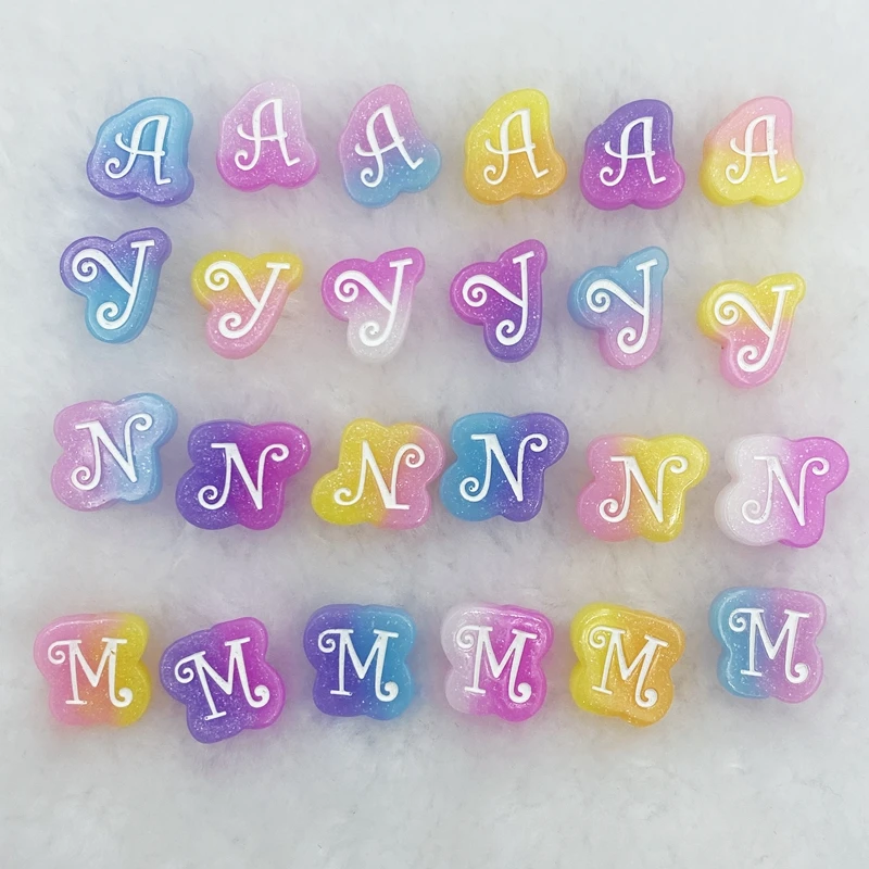 20 шт. уникальные полимерные разноцветные смешанные мини буквы фигурка с плоским