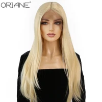 oriane long straight synthetic lace front wigs for women high temperature fiber wigs blonde middle part lace lolita cosplay wigs