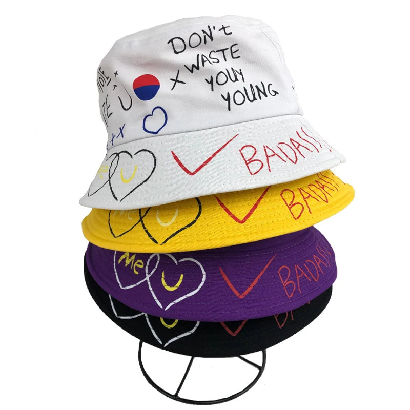 Unisex Fashion Neutral Graffiti Fisherman Hat Outdoor Hip Hop Cap Travel Bucket Classic Multicolor Sun For Men Women | Аксессуары для