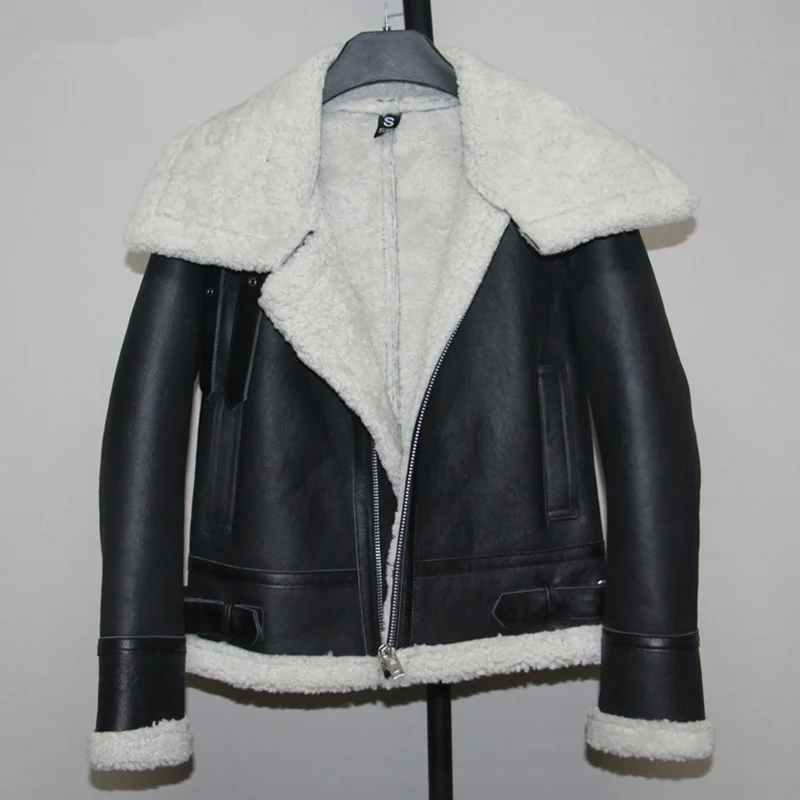Новинка 2020 Женская куртка-бомбер из натуральной овечьей кожи с мехом ягненка