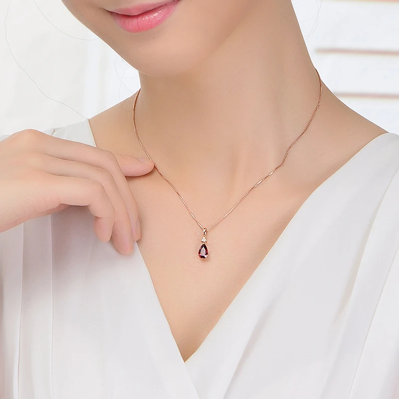 LSZB натуральный красный ltourmaline 18K кулон из чистого золота Real AU 750 цельное золото