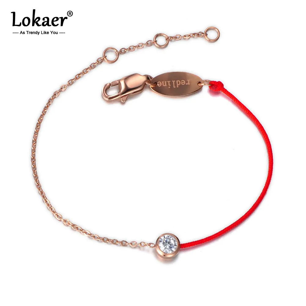 Lokaer Классическая Титановая Сталь CZ хрустальные браслеты и для женщин Красная