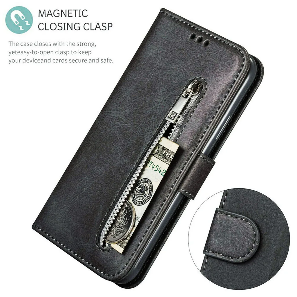 Чехол для телефона на молнии кожаный бумажник с отделениями карт флип-Чехол Iphone