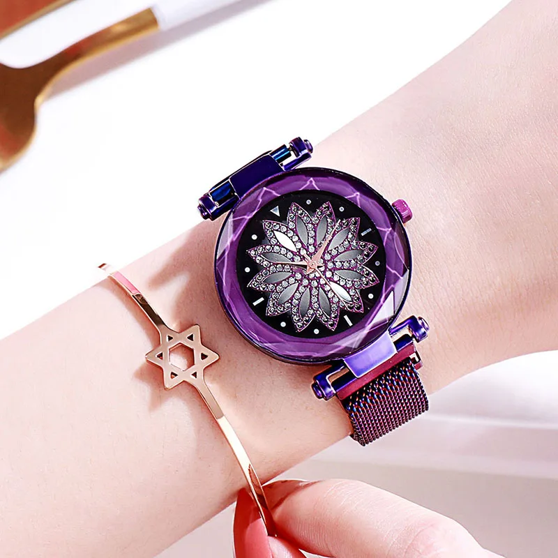 【Сток Clearance】 Женские Романтические Стразы нарядные часы сетка сталь звездное