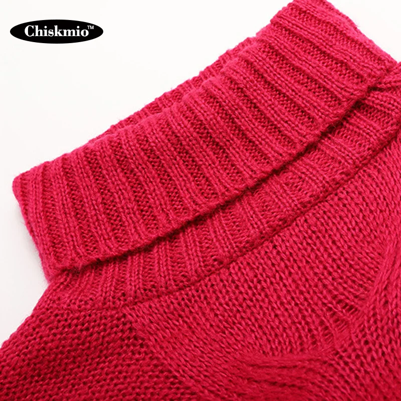 

Chiskmio Women Turtleneck Knitted Sweater Loose Long Sleeve Pullover Knitting Tops Office Ladies Jumper Knitwear Pullover