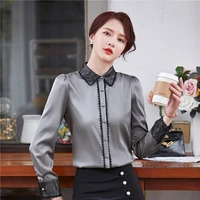 spring autumn fashion elegant black women blouses shirts ol styles professional business work wear blouse tops clothes