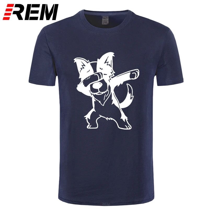 

Man T Shirts Funny Dabbing Border Collie Dog Graphic Short Sleeves Tees Crewneck Tops Cotton Summer Style T-shirt Print Casual