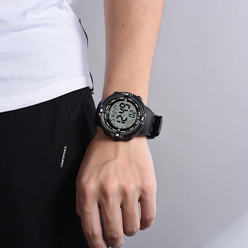 SYNOKE Sports Men Digital Watches Luminous Life Waterproof Wrist Watch Large Dial Fashion Shockproof Stop Watch Alarm Clock