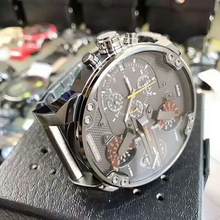 KUERST Брендовые мужские наручные часы с большим золотым циферблатом и дисплеем