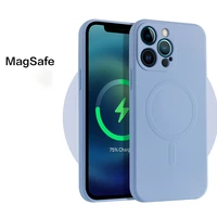 new liquid silicone wireless magnetic fine hole protectio phone case for iphone 12 11 pro max mini magsafing charging back cover