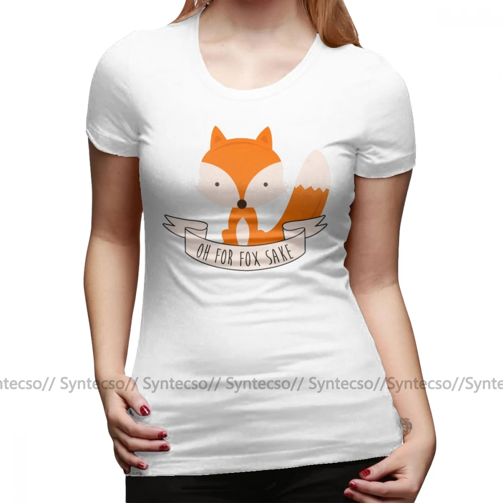 Симпатичная футболка о для Fox саке графический и o-образным вырезом женская
