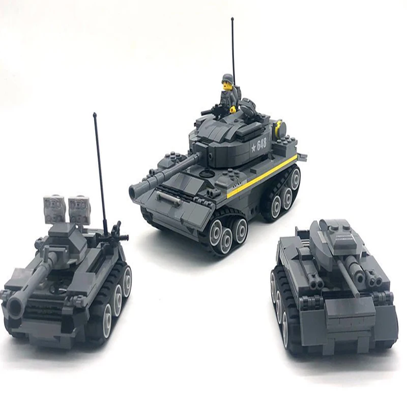 

372PCS Super SWAT Warrior Fighter Tank Model Action Figure Toys for Kids Military Armored Vehicle Building Blocks