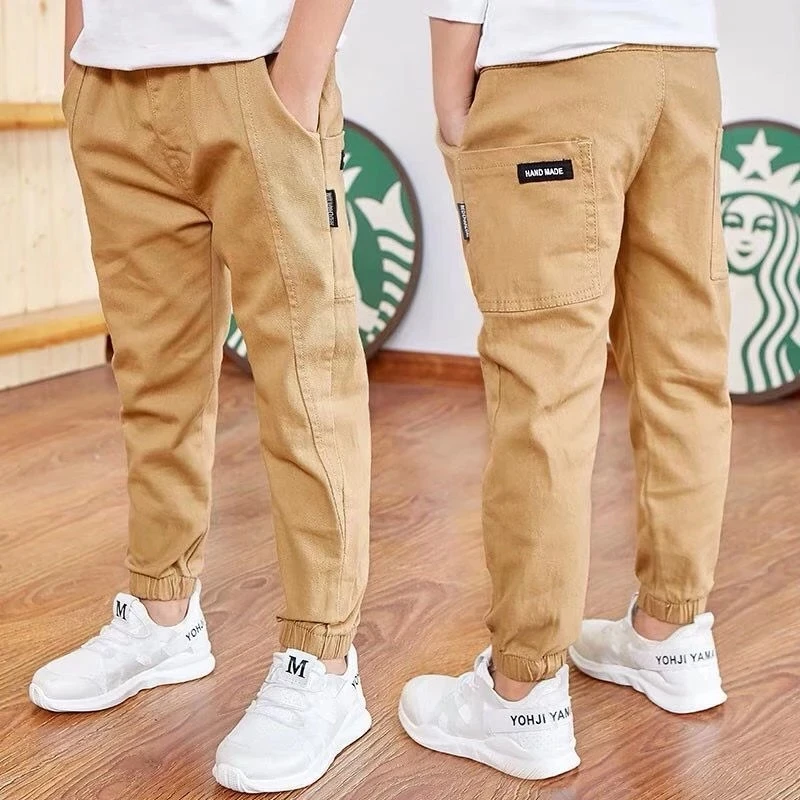 

Kids Sports Pants Cotton Boys Pants Spring Teenage Kids Trousers For Boys Clothes Elastic Waist Long Pants 4 6 8 10 12 14 Years