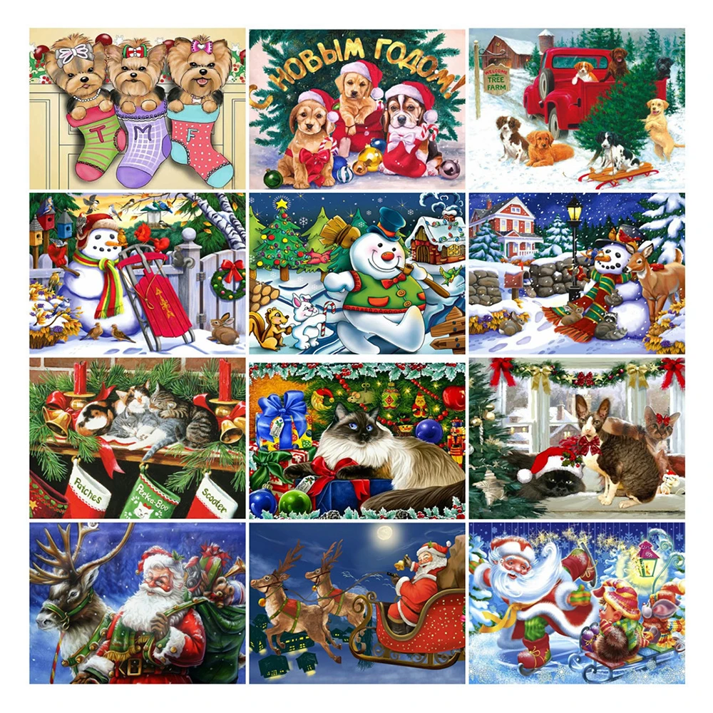 

YI Bright Full Drill Diamond Painting Santa Claus Diamond Embroidery Christmas Snowman Diamond Mosaic Home Decoration