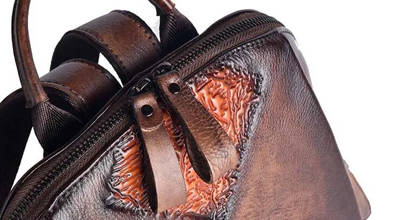 Женский кожаный рюкзак, винтажный рельефный рюкзак Mochila Feminina, повседневный женский рюкзак, женская сумка на плечо, рюкзак для путешествий