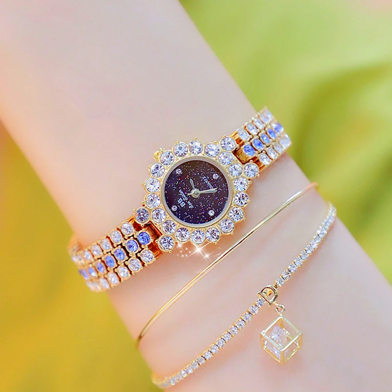 

Full Diamond Watch For Women Watch Luxury Brand Green Quartz Watch Ladies Stainless Steel Waterproof Wristwatch Gift Reloj Mujer