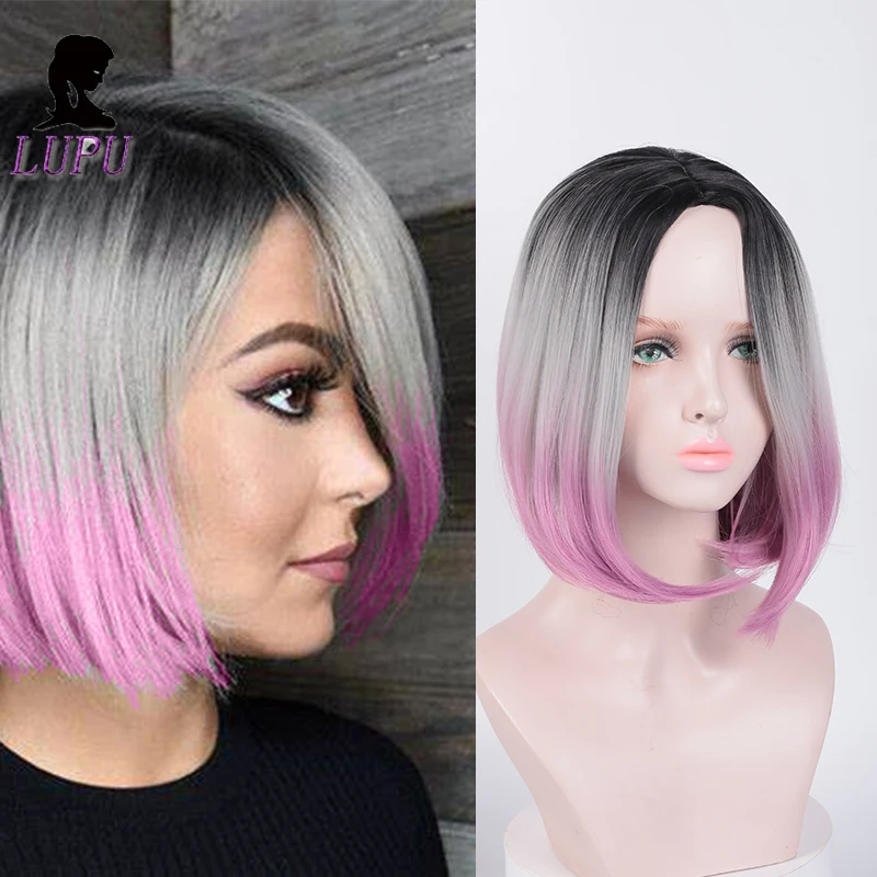 LUPU короткие парики для женщин синтетические термостойкие волокна Staight средняя