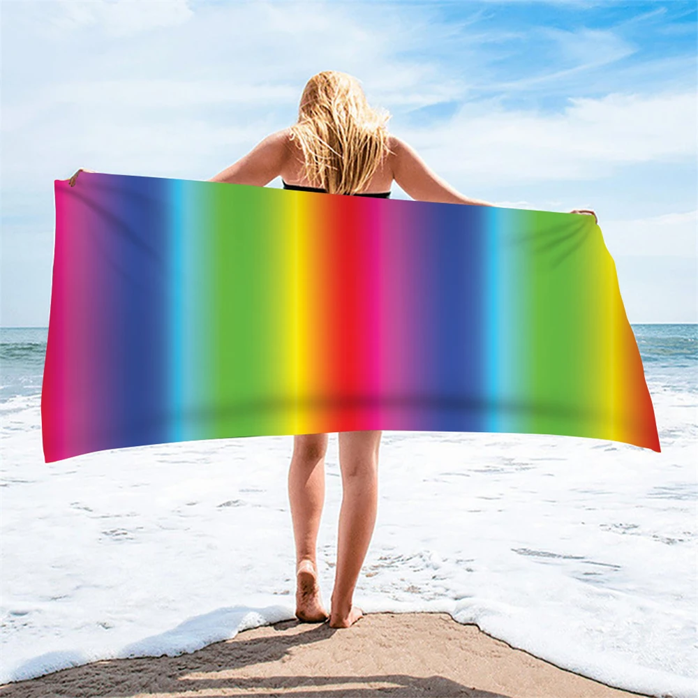 

Быстросохнущие мягкие пляжные полотенца из микрофибры, летние пляжные полотенца без песка с принтом радуги для плавания и серфинга, банные ...