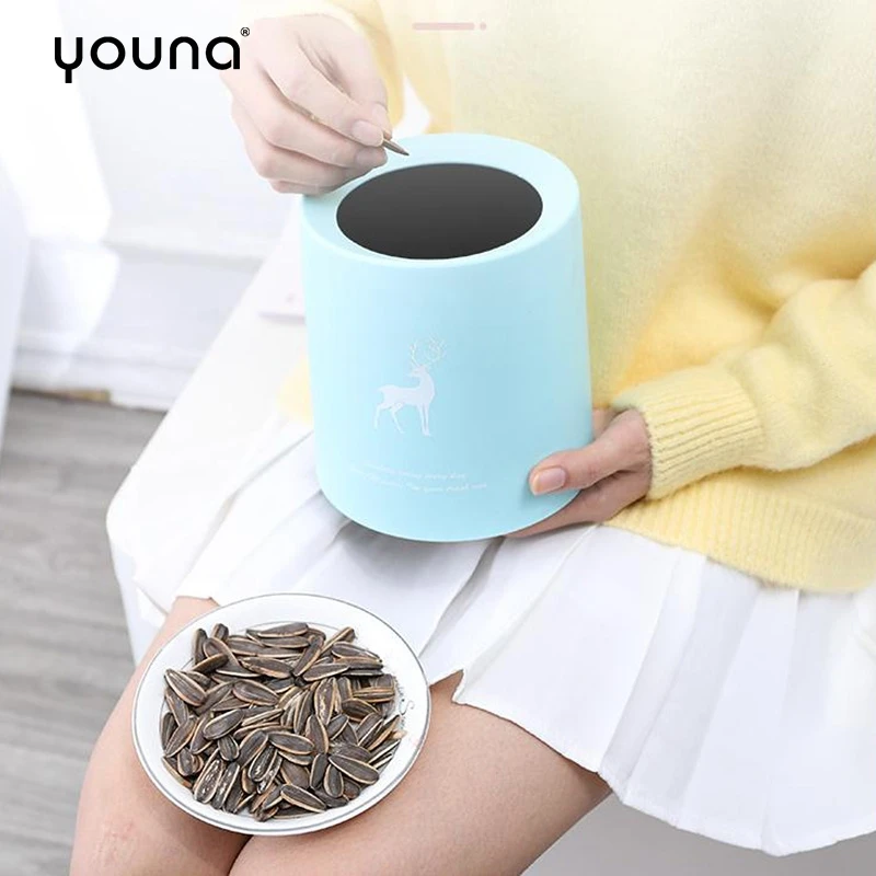 Desktop Trash Can Simple Solid Color Rubbish Beautiful Pattern Decoration for Dressing Table Desk Bedroom Durable Bin | Дом и сад