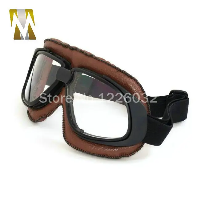 Коричневые кожаные очки для скутера мотоциклетные езды на мотоцикле гоночные