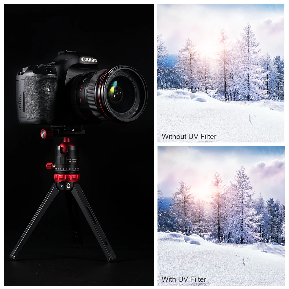 K&F CONCEPT 52/58/62/67/72 / 77mm UV CPL FLD ND2 ND4 ND8 Комплект Фильтров для объектива 6 Кусков с 4 подарками для Nikon Canon Sony Tamron и более зеркального фотоаппарата и объектива