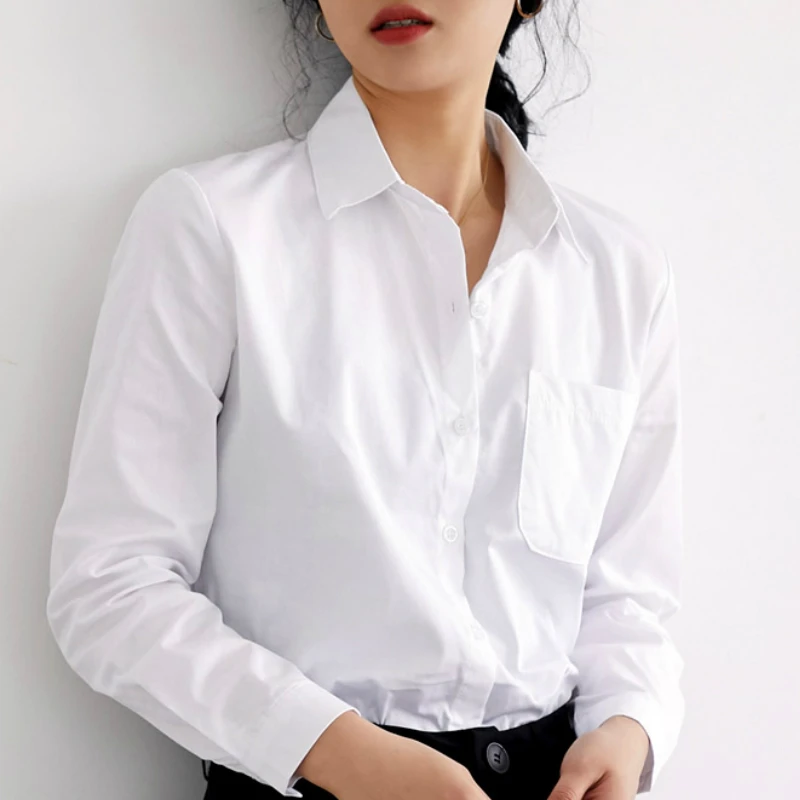 

Blouses Woman 2021 Long Sleeve Women Shirts Turn Down Collar Office Ladies Tops White Blouse Womens Tops And Blouses Blusas C181