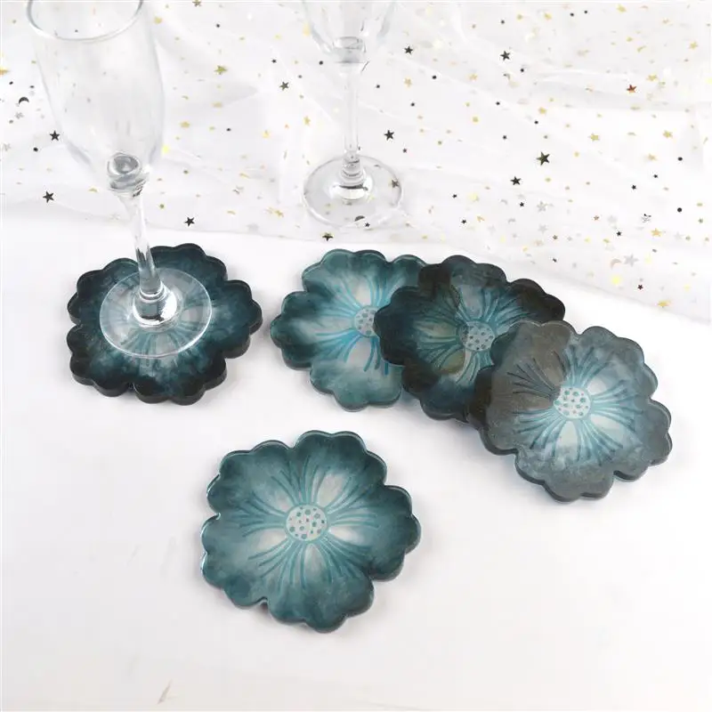 DIY UV Epoxy Resin Mold Handmade Flower Coaster Silicone Mold for Home Decoration Resin Crafts Casting Mold