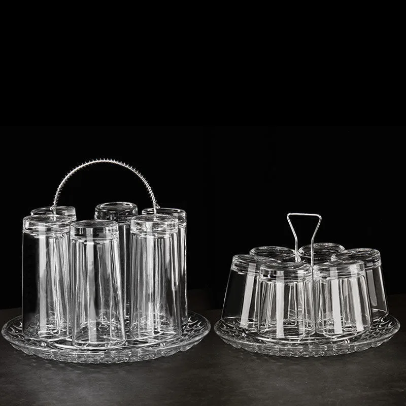 Glass cup with holder drain tray tea set household heat-resistant beer mug thick anti-scalding wine glasses | Дом и сад