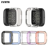 fifata protective shell for fitbit versa 2 case smart watch screen protector tpu cover for versa2 protection frame accessories