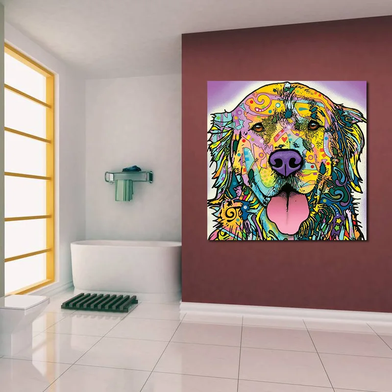 Милая голова золотистого ретривера с животными без рамки сделай сам рисование по