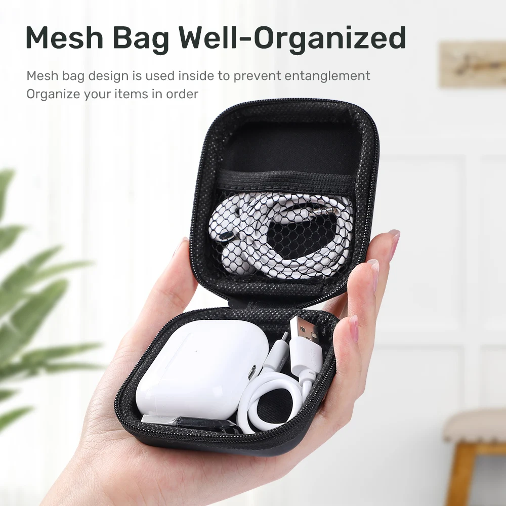 Topk J07 Earphone Case Hard Headphone Bag Waterproof Cable Protector for Airpods Earpods Wireless Bluetooth Accessories | Электроника