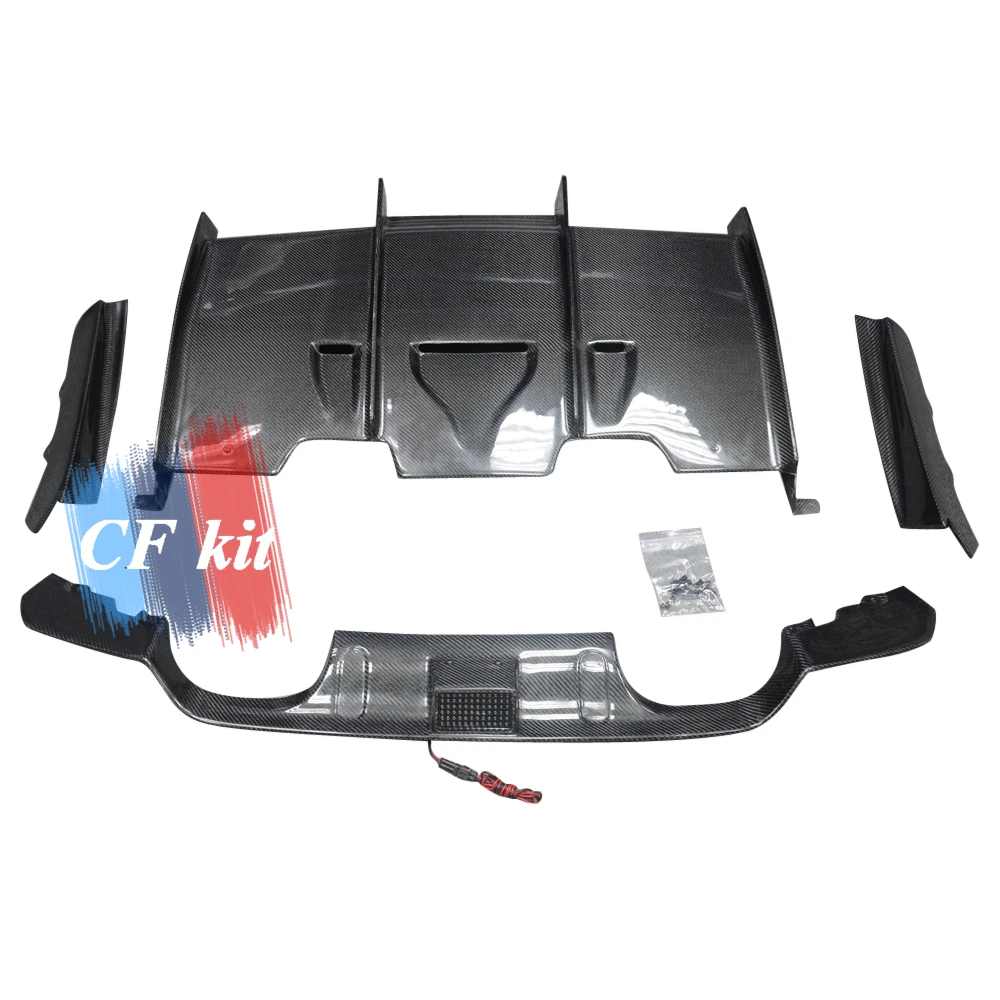 CF комплект задний диффузор Реальные углеродного волокна задняя губа спойлер для