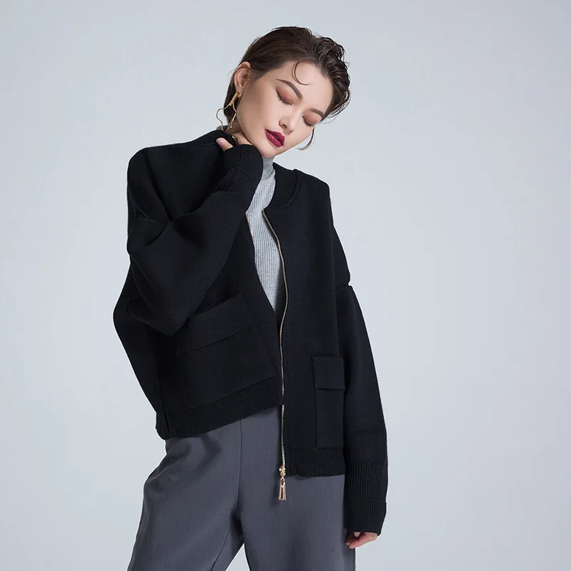 Осень/Зима 2018 Новинка модный свитер с V образным вырезом пальто бейсбольное