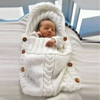 newborn infant knitted crochet hooded sleeping bags baby sleepsack footmuff button blanket knit warm swaddle wrap sleeping bag