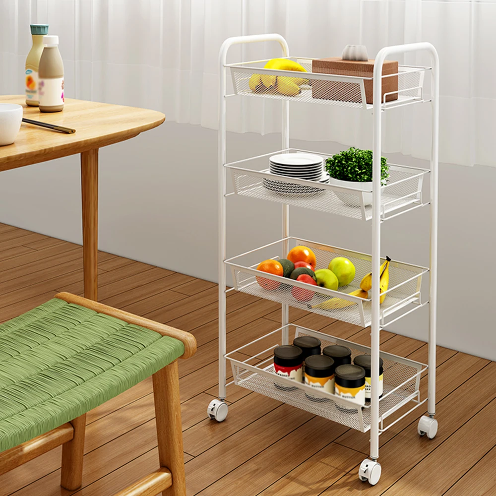 4 Tiers Storage Holders Cart Mobile Shelving Unit Organizer Slide Out Rolling Utility for Kitchen Bathroom Shelf | Дом и сад
