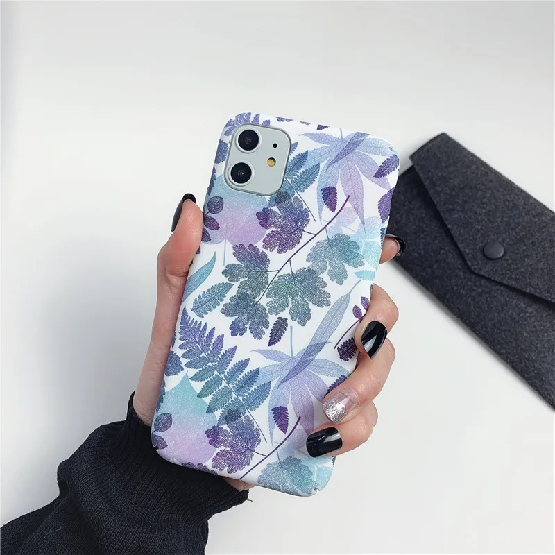 GTWIN чехол для телефона с голубыми листьями iPhone 11 Pro Max XR XS 6 6S 7 8 Plus X Жесткий PC