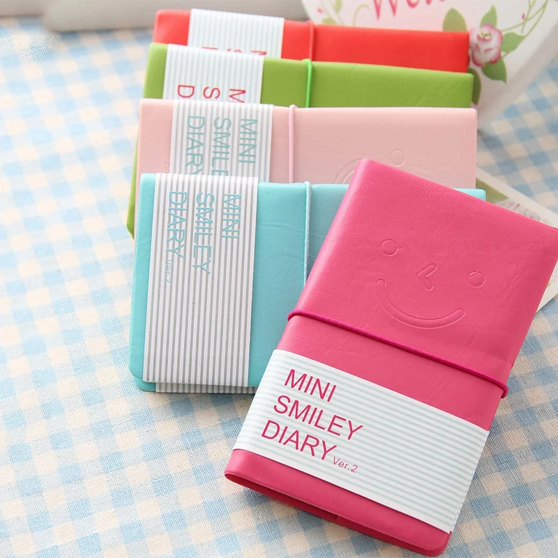 

Mini Smile Notebook,Smile-Design Journal with Rubber Band, One of the Most Memo Pads with Imitation-Leather Cover